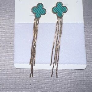Elegant Gold and Green Clover Earrings